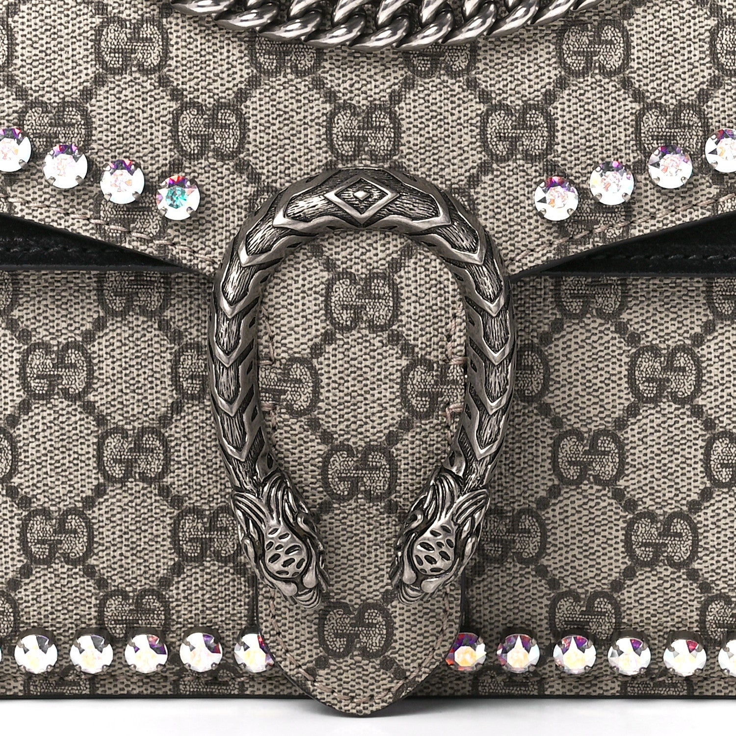 Gucci GG Supreme Monogram Crystal Small Dionysus Shoulder Bag Black 9 of 12