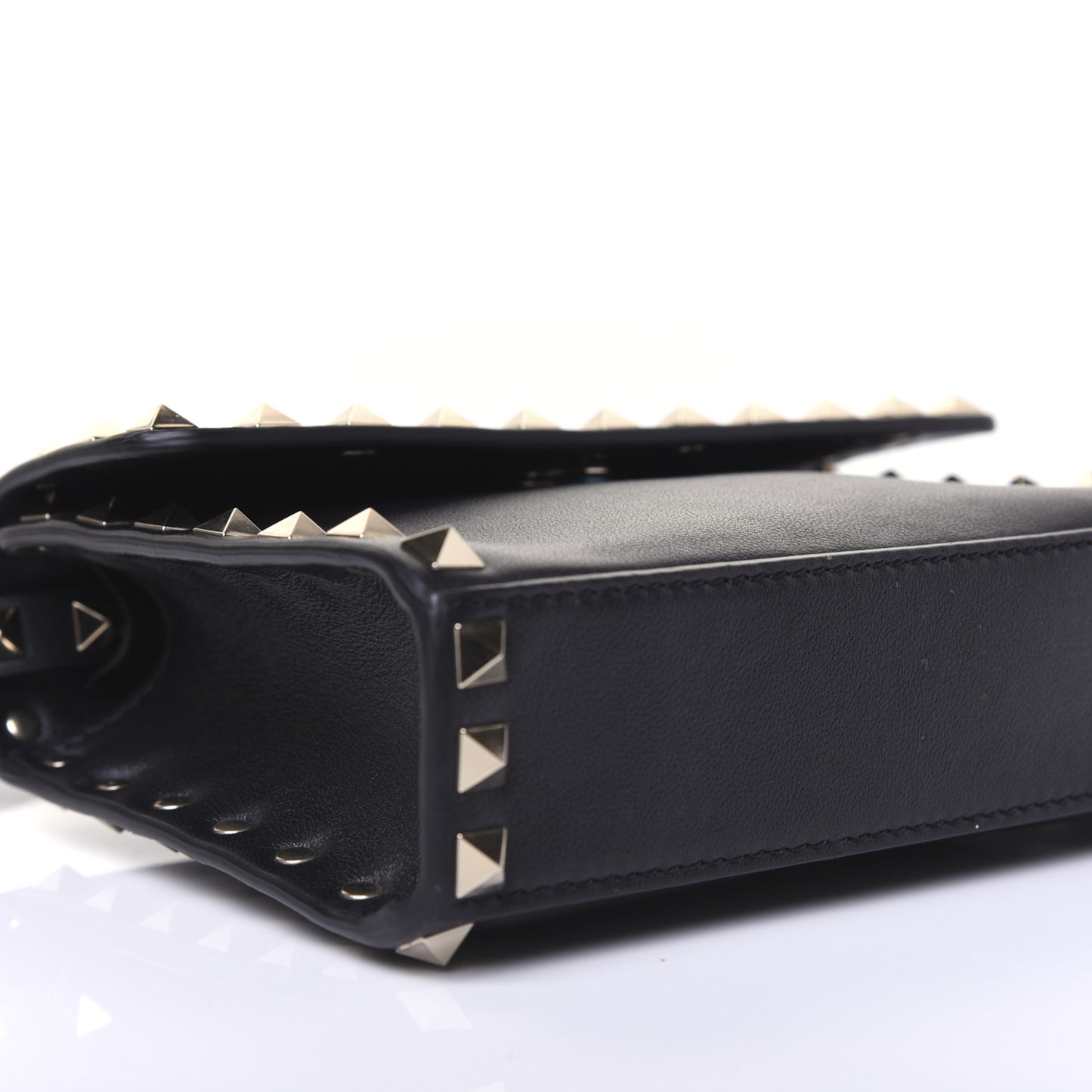 Vitello Rockstud Flap Crossbody Bag Black