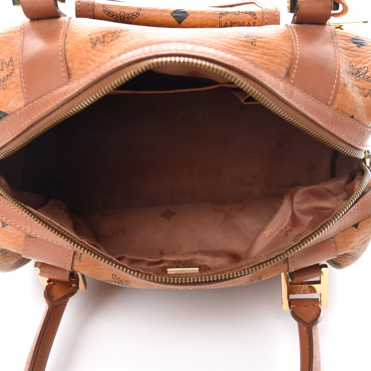 MCM Visetos Small Boston Bag Cognac 5 of 11