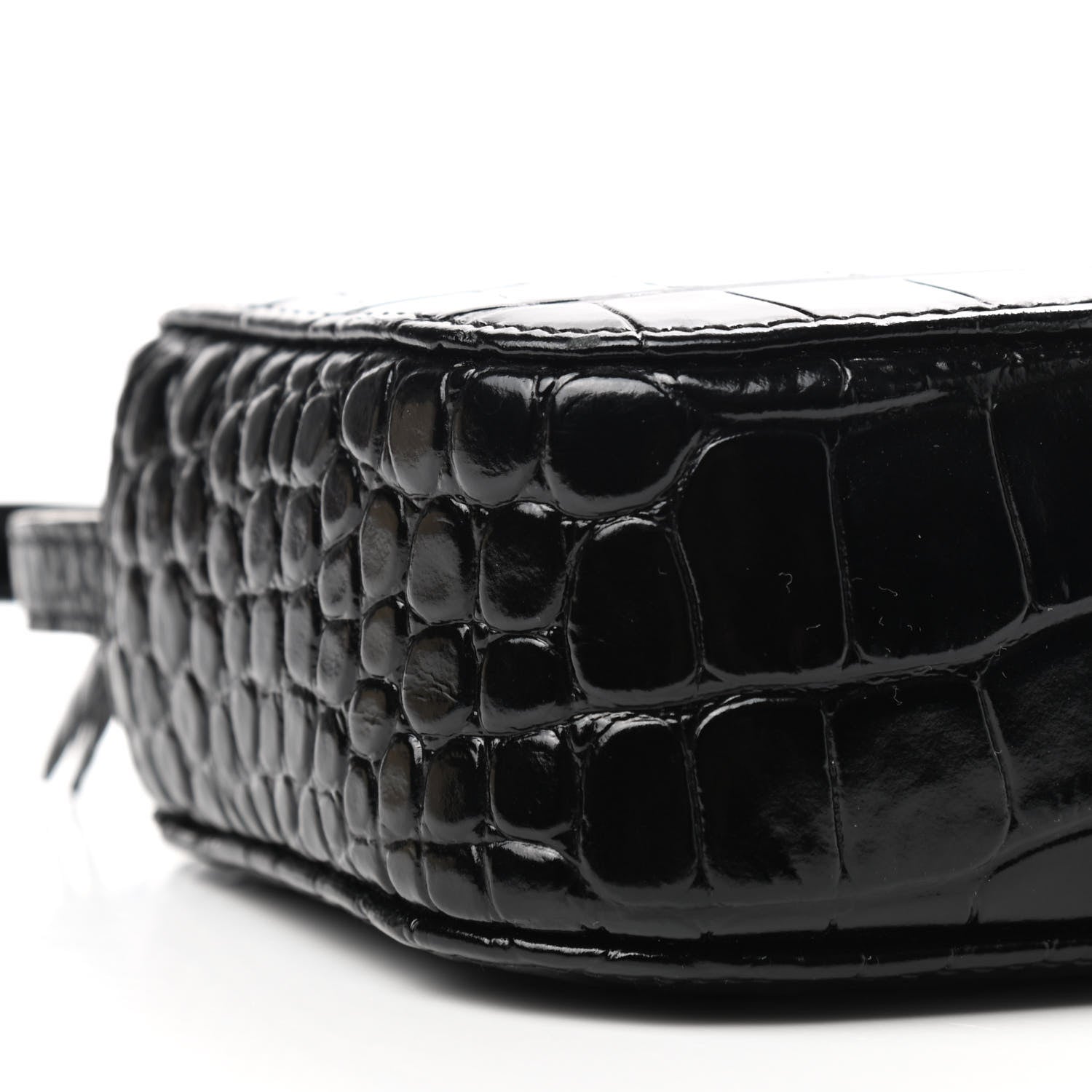 Balenciaga Shiny Calfskin Logo Crocodile Embossed XS Everyday Camera Bag Black 6 of 7