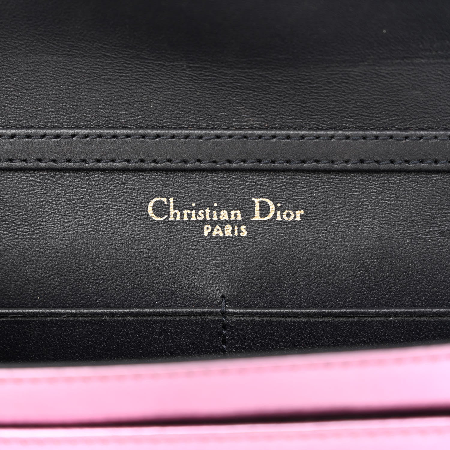 Christian Dior Metallic Patent Micro-Cannage Diorama Wallet on Chain Pouch Pink 6 of 20