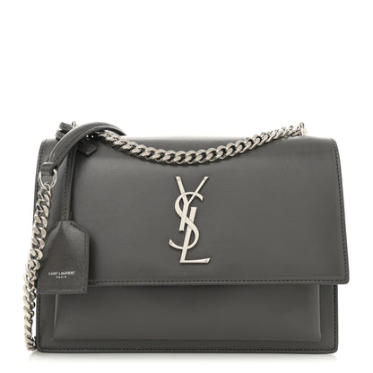 Saint Laurent Smooth Calfskin Medium Monogram Sunset Satchel Asphalt 1 of 13