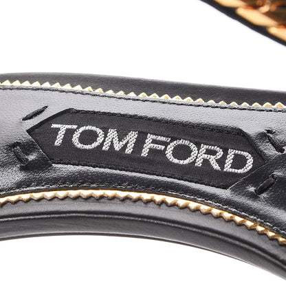 Tom Ford Calfskin Curb Chain Platform Sandals 38 Black Gold 7 of 8