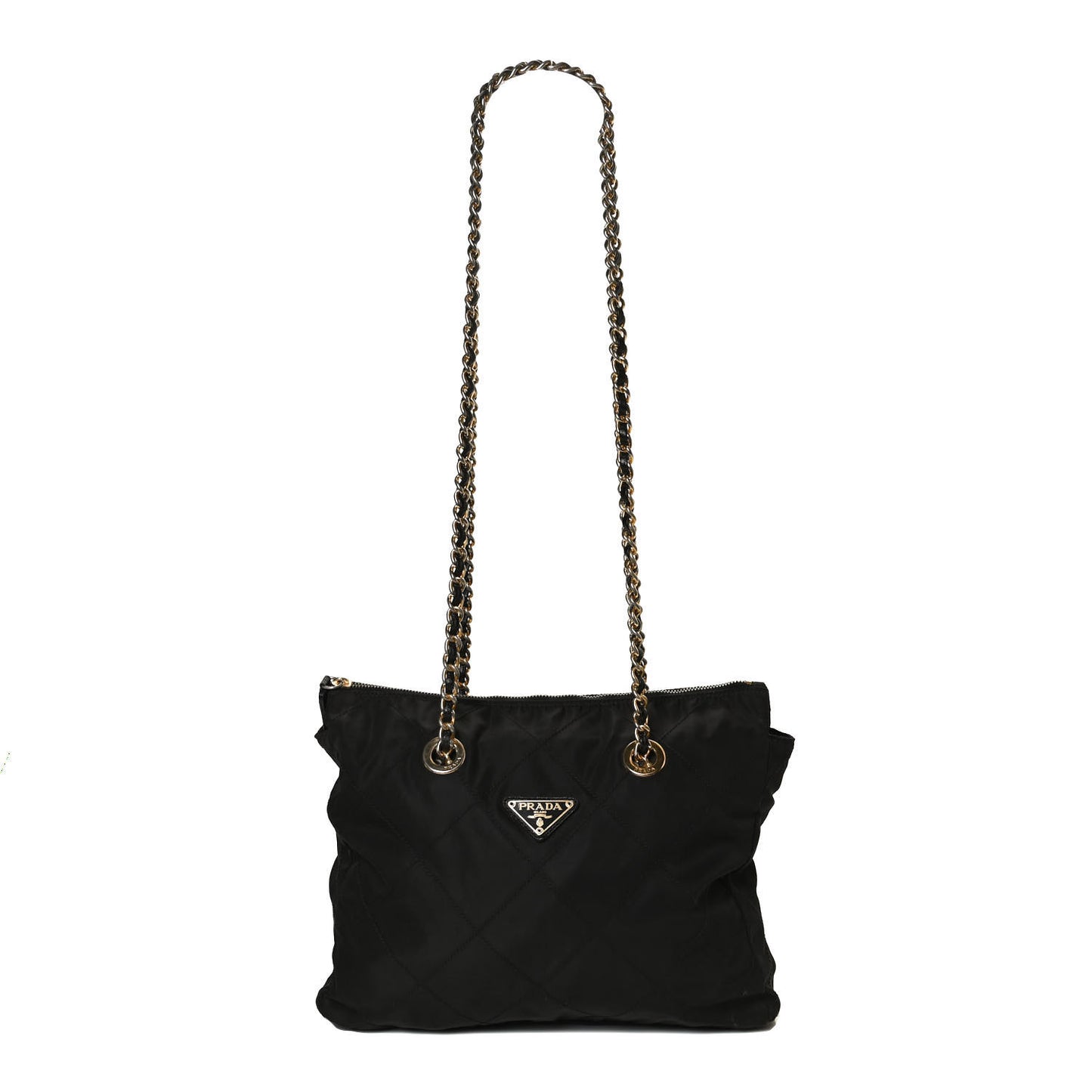 Tessuto Nylon Quilted Chain Tote Black