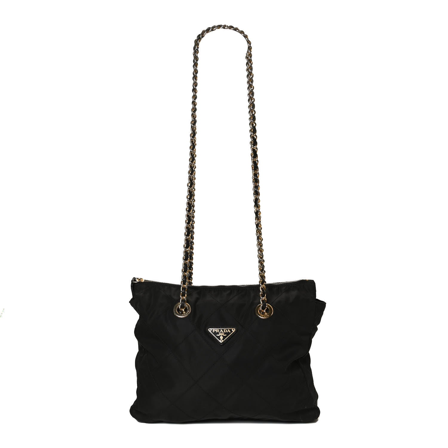 Prada Tessuto Nylon Quilted Chain Tote Black 1 of 9
