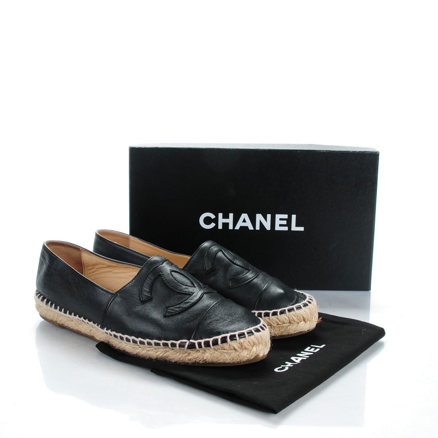 Chanel Lambskin CC Espadrilles 38 Black 10 of 10