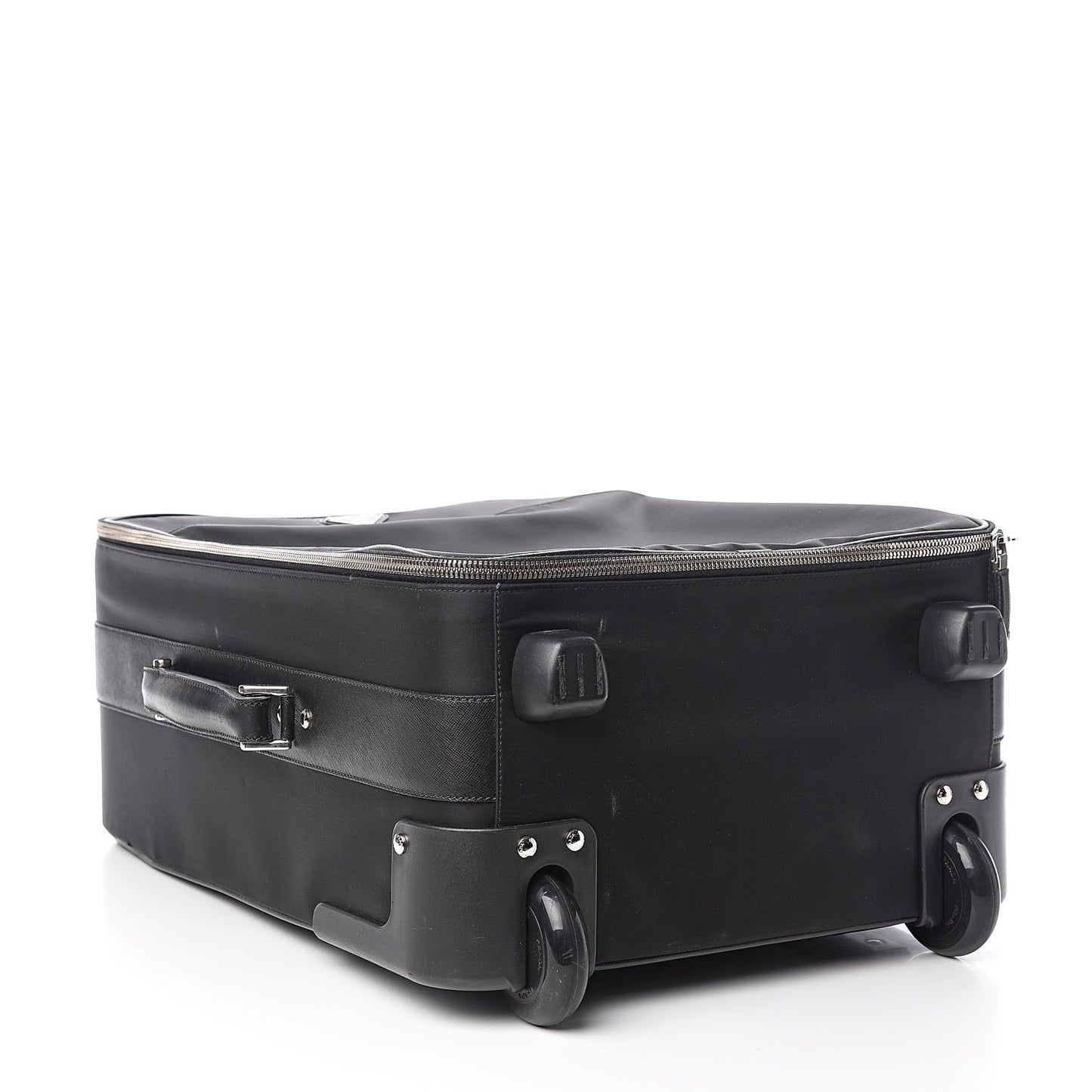 Tessuto Nylon Saffiano Trolley Luggage Black
