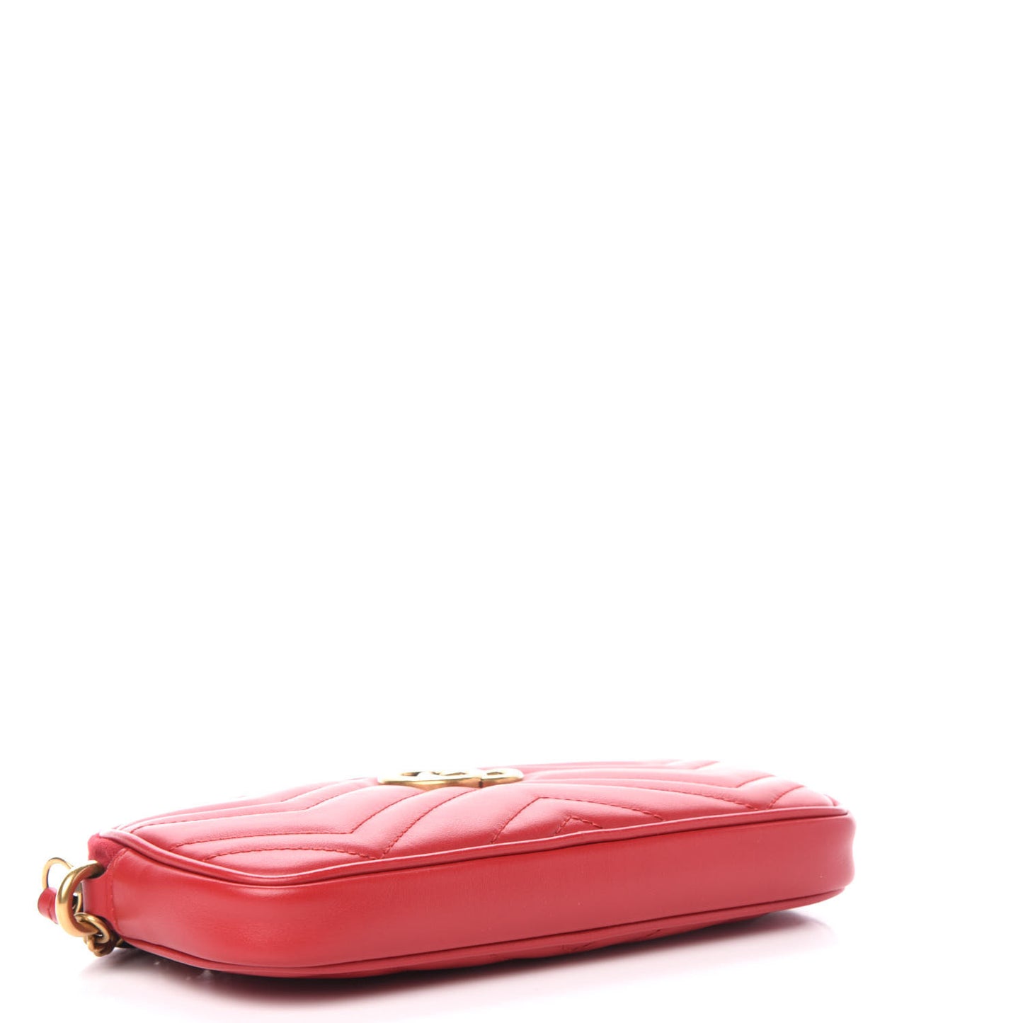 Calfskin Matelasse Mini GG Marmont Chain Crossbody Bag Hibiscus Red