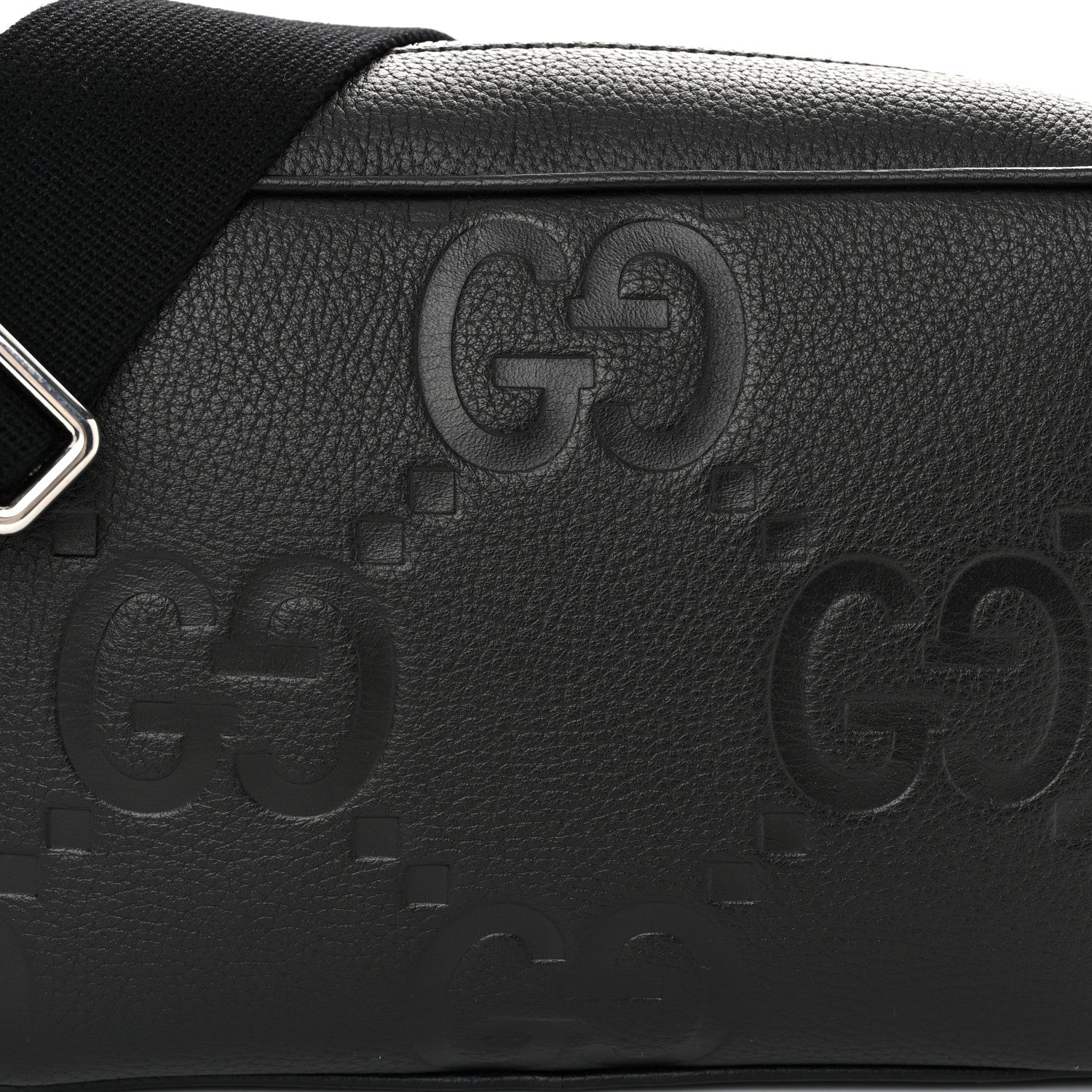 Gucci Piuma Calfskin Jumbo GG Embossed Medium Messenger Bag Black 8 of 10