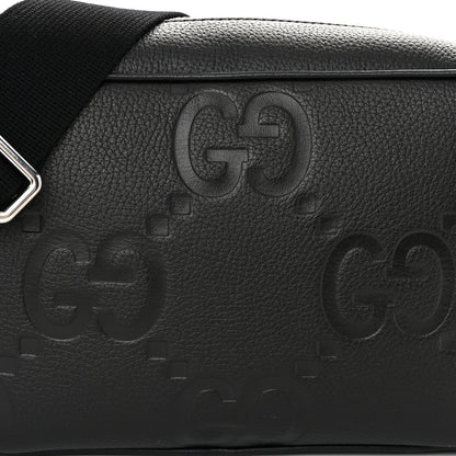Gucci Piuma Calfskin Jumbo GG Embossed Medium Messenger Bag Black 8 of 10