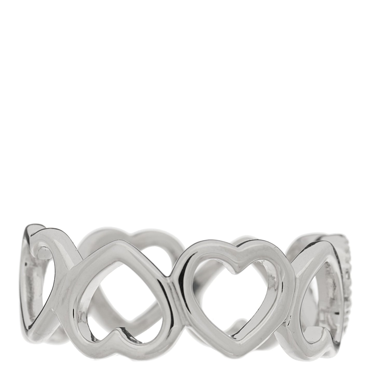 18K White Gold Diamond Hearts Eternity Band Ring 52 6