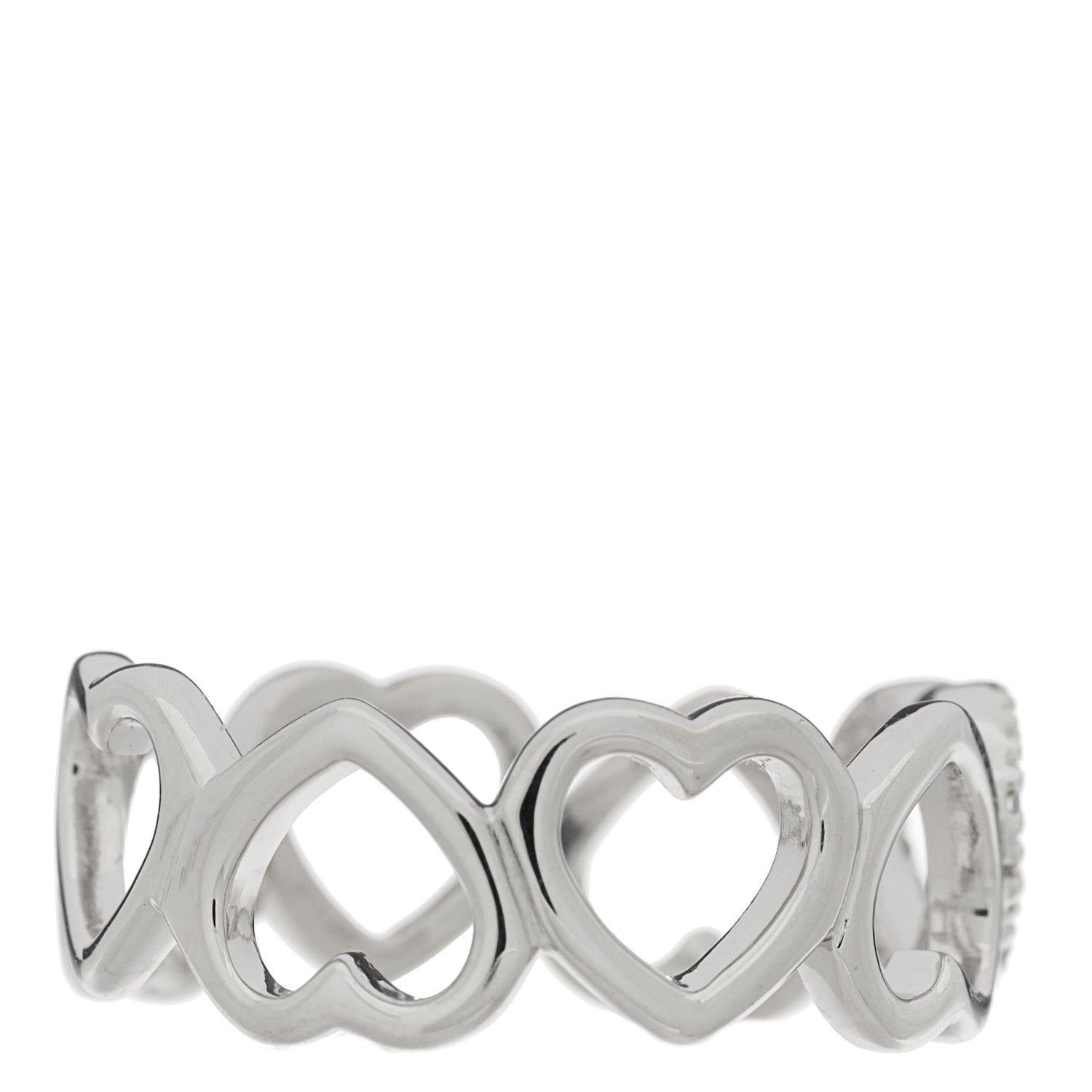 Tiffany 18K White Gold Diamond Hearts Eternity Band Ring 52 6 3 of 4