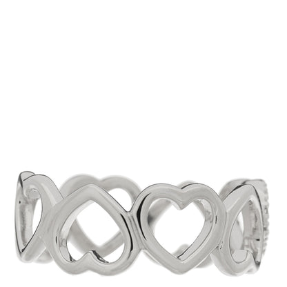 Tiffany 18K White Gold Diamond Hearts Eternity Band Ring 52 6 3 of 4
