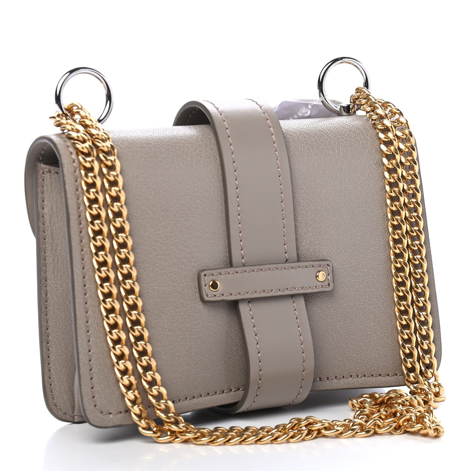 Chloe Shiny Goatskin Calfskin Aby Chain Shoulder Bag Motty Grey 3 of 9