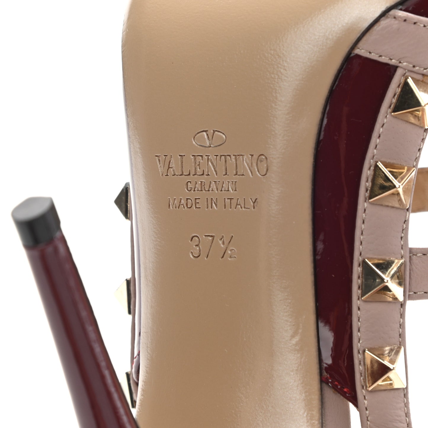 Patent Rockstud Ankle Strap Pumps 37.5 Rubin Poudre