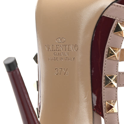 Valentino Garavani Patent Rockstud Ankle Strap Pumps 37.5 Rubin Poudre 6 of 8