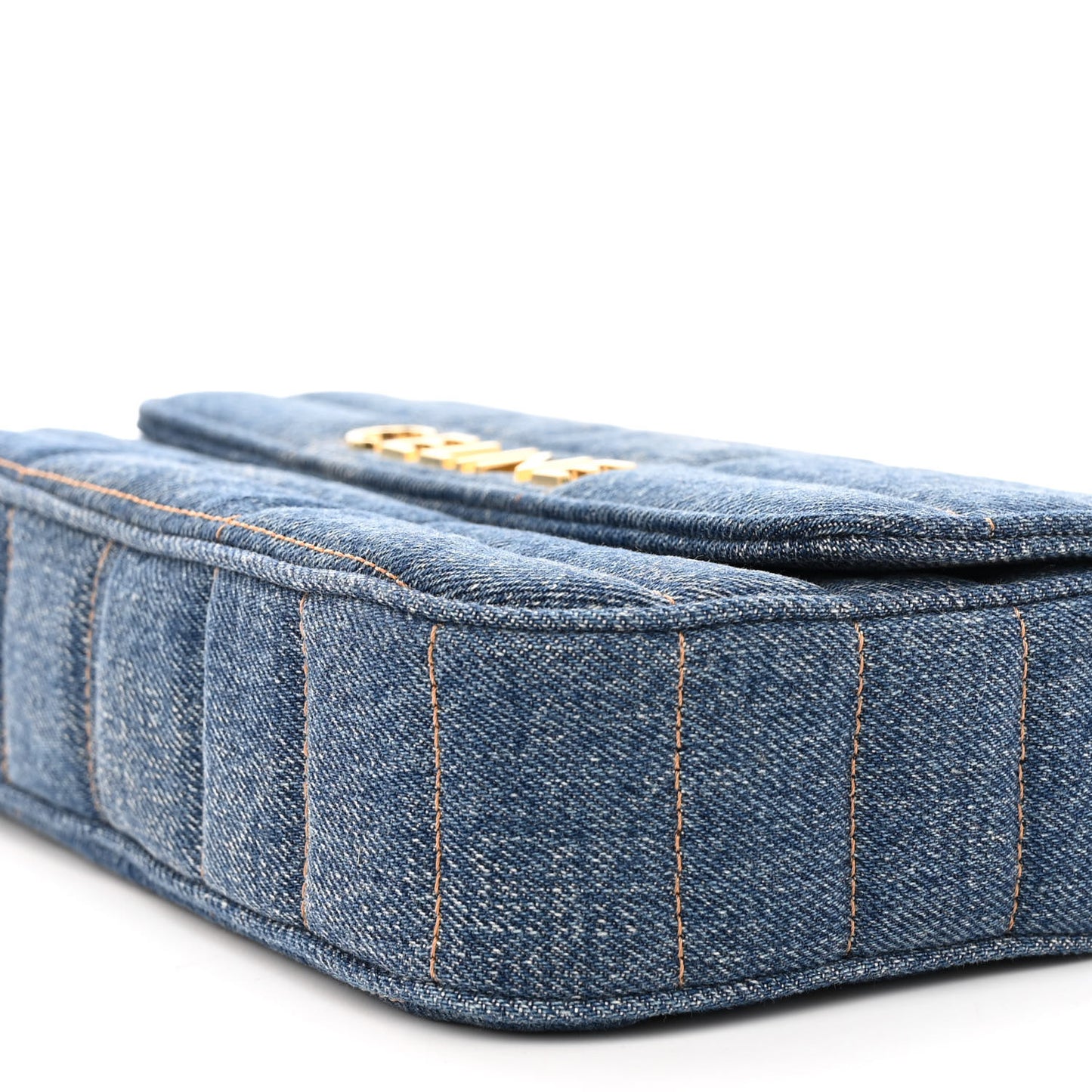 Denim Matelasse Chain Shoulder Bag Blue