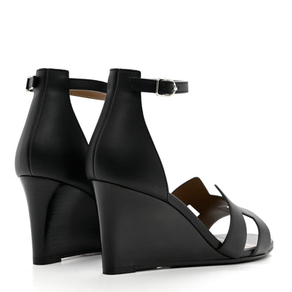 Hermes Calfskin Legend Wedge Sandals 36 Black 4 of 7