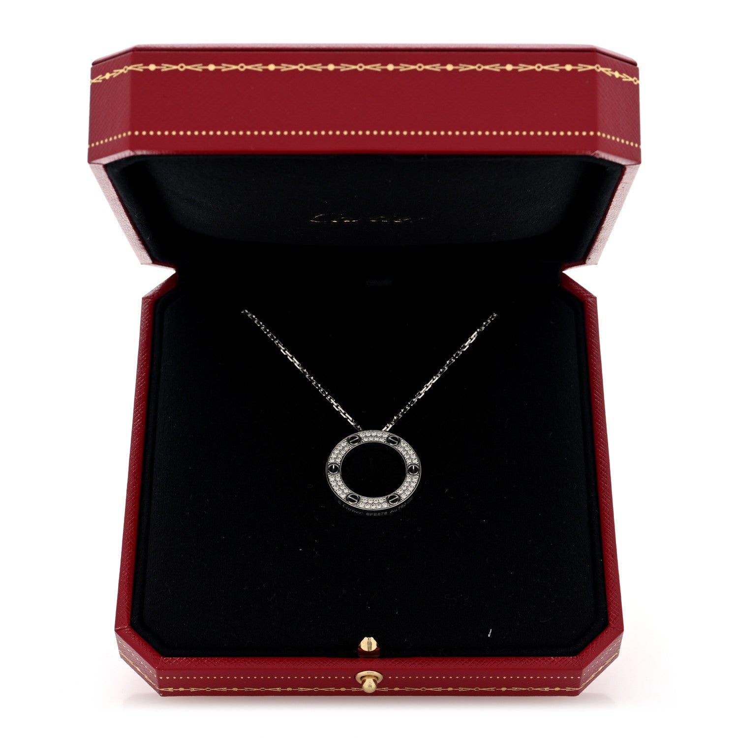 Cartier 18K White Gold Diamond LOVE Paved Necklace 7 of 7