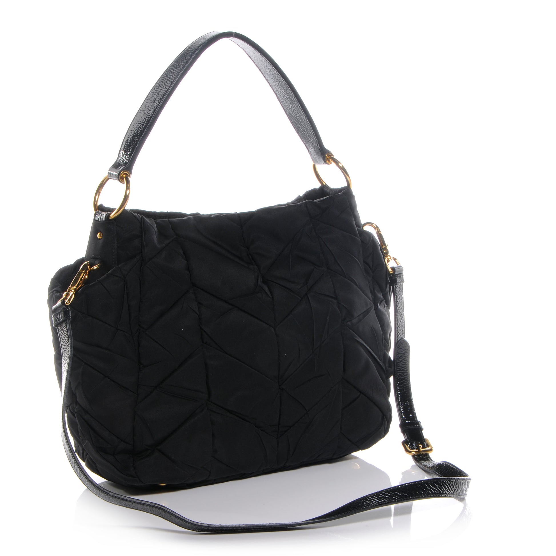 Prada Tessuto Nylon Chevron Shoulder Bag Nero Black 3 of 9
