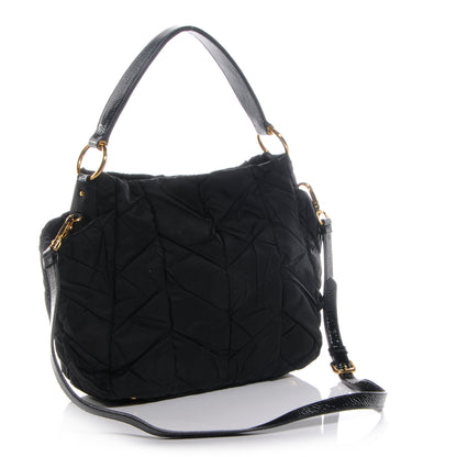 Prada Tessuto Nylon Chevron Shoulder Bag Nero Black 3 of 9