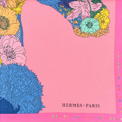 Hermes Silk Robe Legere Scarf 45 Rose Bleu Jaune 2 of 3