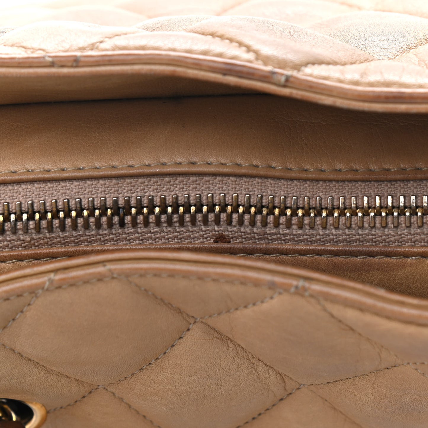 Lambskin Quilted Shopper Tote Beige