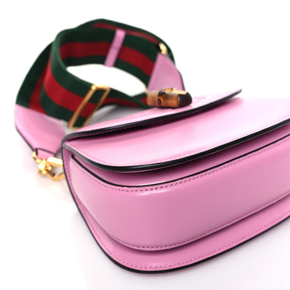 Gucci Boarded Dyana Lux Calfskin Web Mini Bamboo 1947 Top Handle Bag Nice Pink 8 of 9