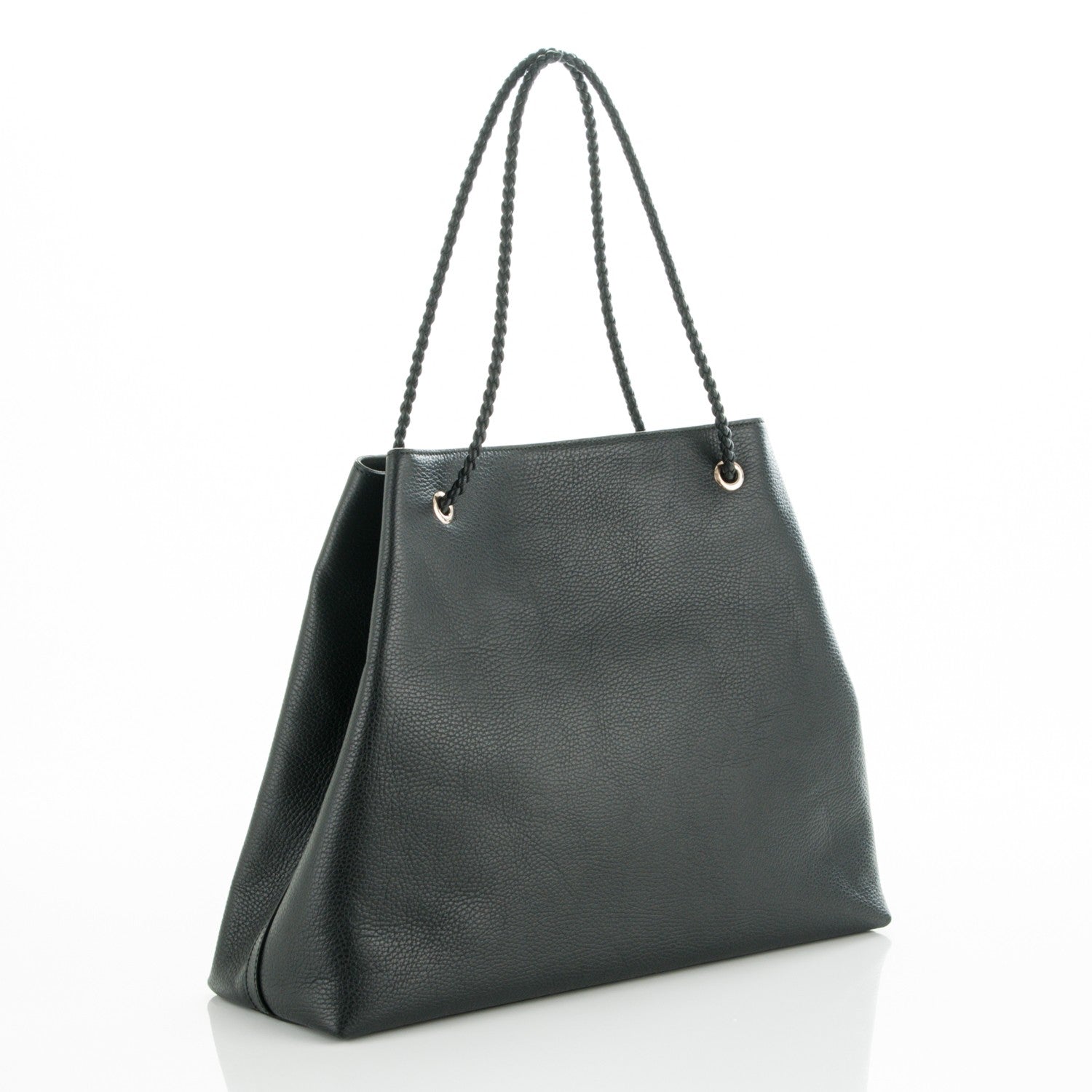 Gucci Calfskin Large Gifford Braided Handle Tote Black 3 of 7