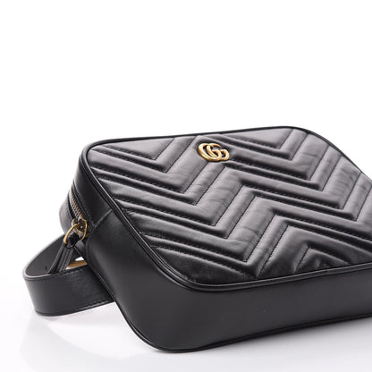 Gucci Calfskin Matelasse Mens GG Marmont Belt Bag 80 32 Black 9 of 13