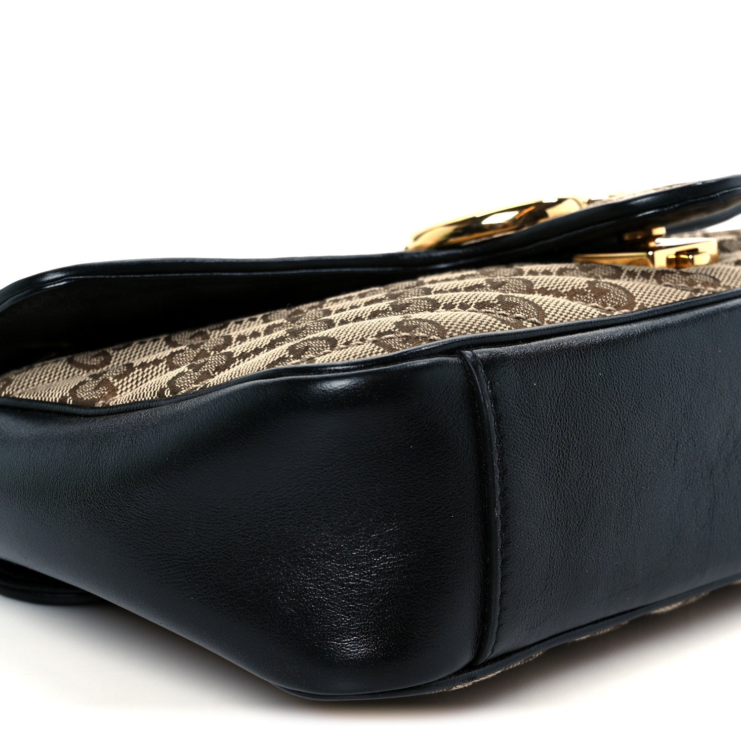 Gucci Monogram Matelasse Diagonal Small GG Marmont Shoulder Bag Beige Black 10 of 11