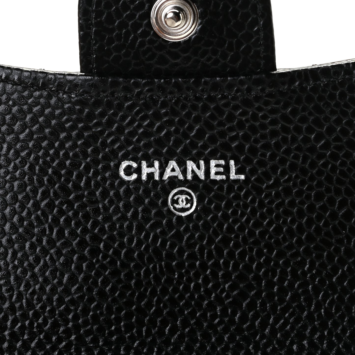 Caviar Quilted Flap Card Holder Wallet Black