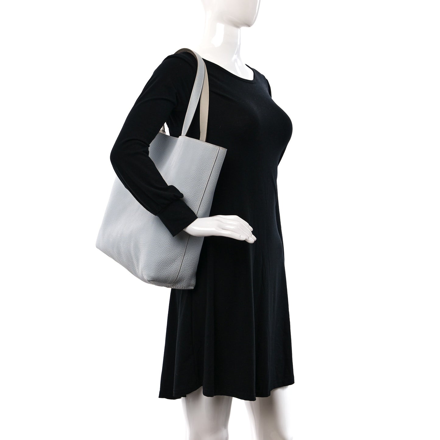 Veau Sikkim Taurillon Clemence Double Sens 36 Reversible Tote Bleu Pale Gris Perle