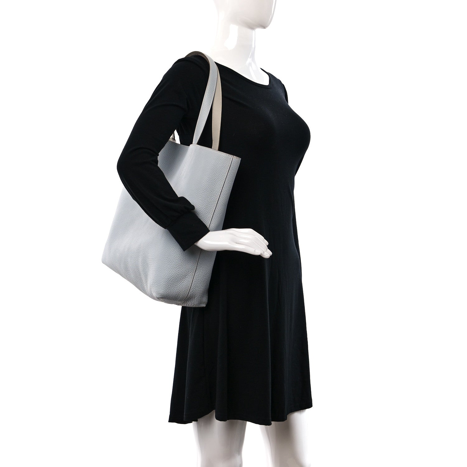 Hermes Veau Sikkim Taurillon Clemence Double Sens 36 Reversible Tote Bleu Pale Gris Perle 2 of 24