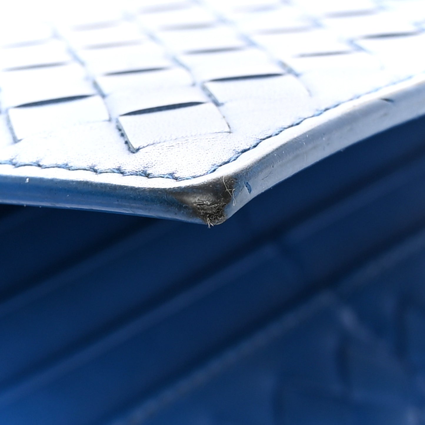 Nappa Intrecciato Continental Flap Wallet Bluette