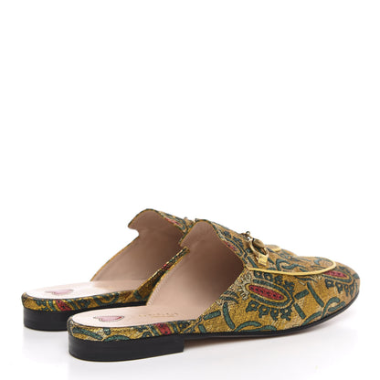 Gucci Iridescent Brocade Womens Princetown Slippers 39 Gold Multicolor 4 of 10