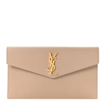 Saint Laurent Grain De Poudre Uptown Pouch Dark Beige 1 of 8