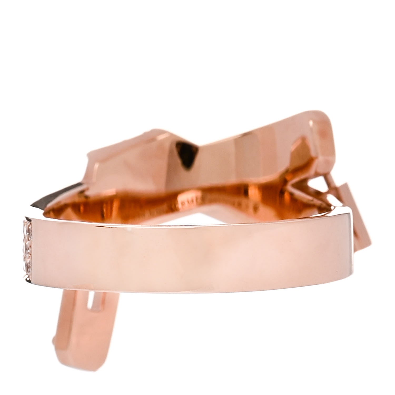 Hermes 18K Rose Gold Diamond Kelly Gavroche Ring 50 5.25 3 of 6