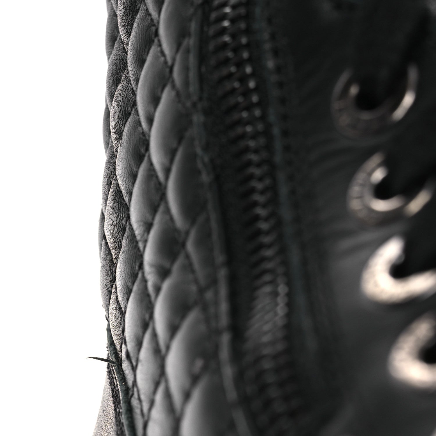 Chanel Calfskin Quilted Lace Up Combat Boots 37.5 Black 13 of 15