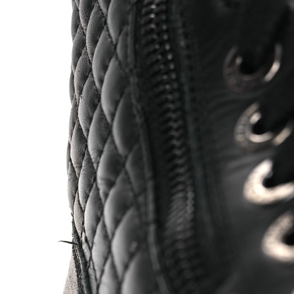 Chanel Calfskin Quilted Lace Up Combat Boots 37.5 Black 13 of 15