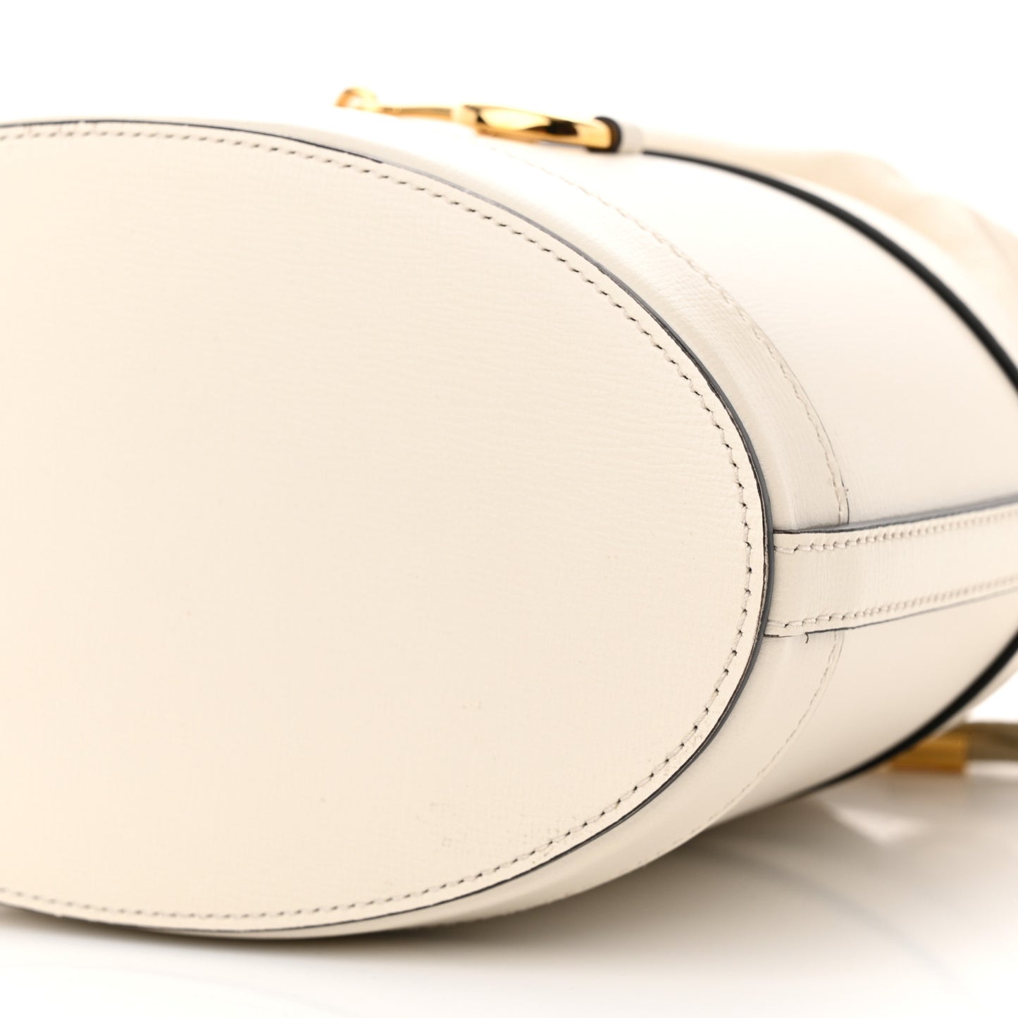 Azalea Sakai Calfskin Horsebit 1955 Drawstring Bucket Bag Mystic White