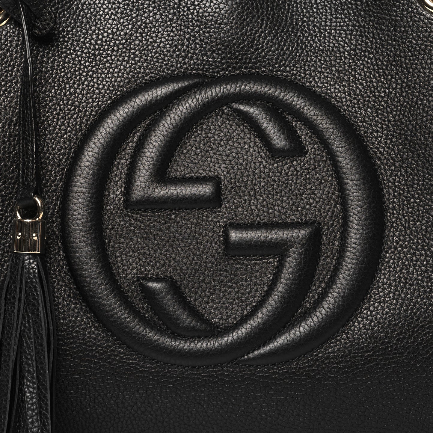 Pebbled Calfskin Medium Soho Chain Shoulder Bag Black