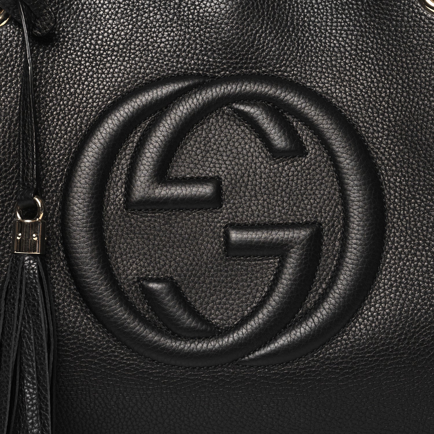 Gucci Pebbled Calfskin Medium Soho Chain Shoulder Bag Black 8 of 10