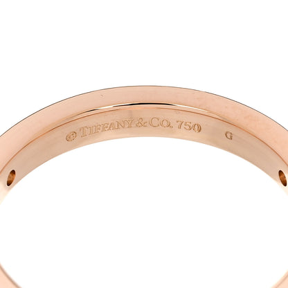 Tiffany 18K Rose Gold Diamond 3mm Logo Band Ring 54 6.75 4 of 4