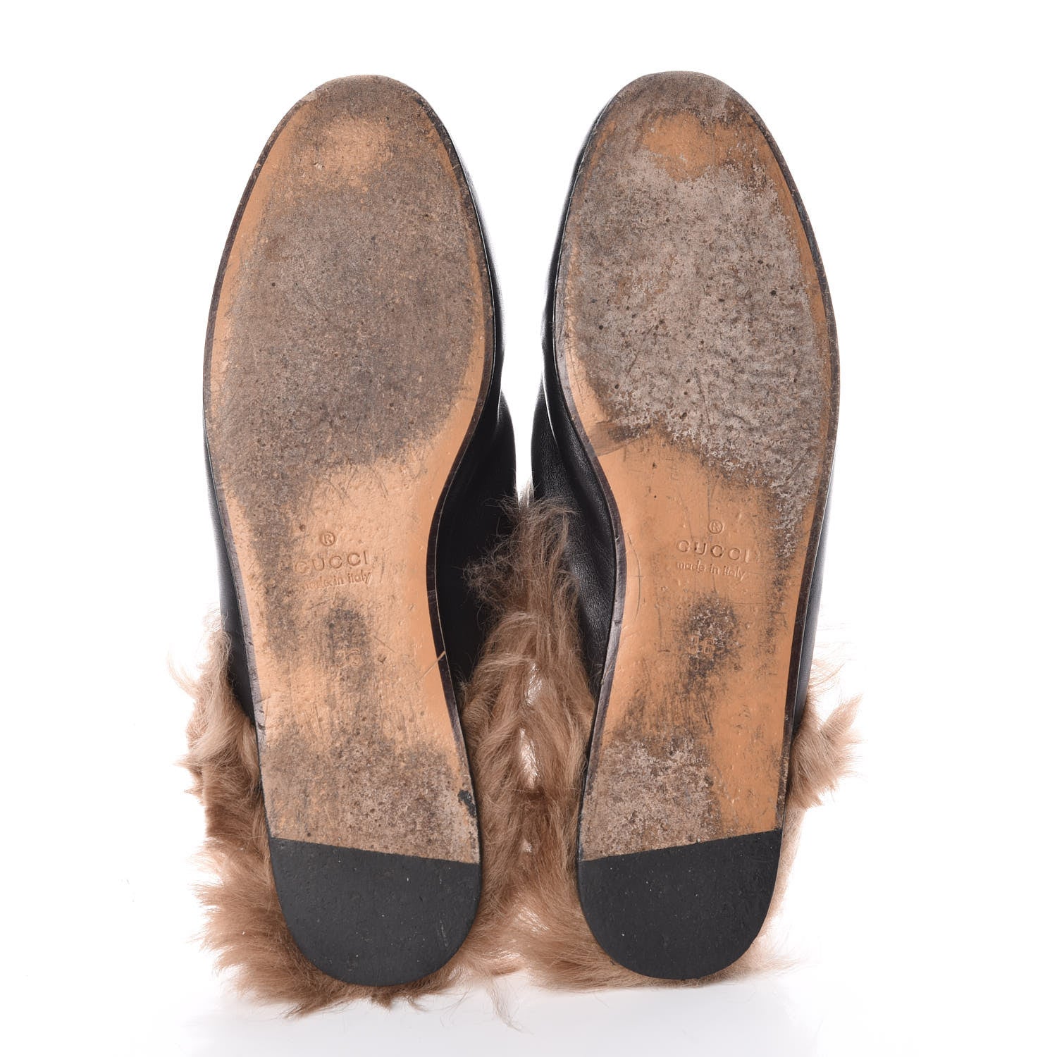 Gucci Calfskin Fur Flower Embroidered Womens Princetown Slippers 36 Black 9 of 11