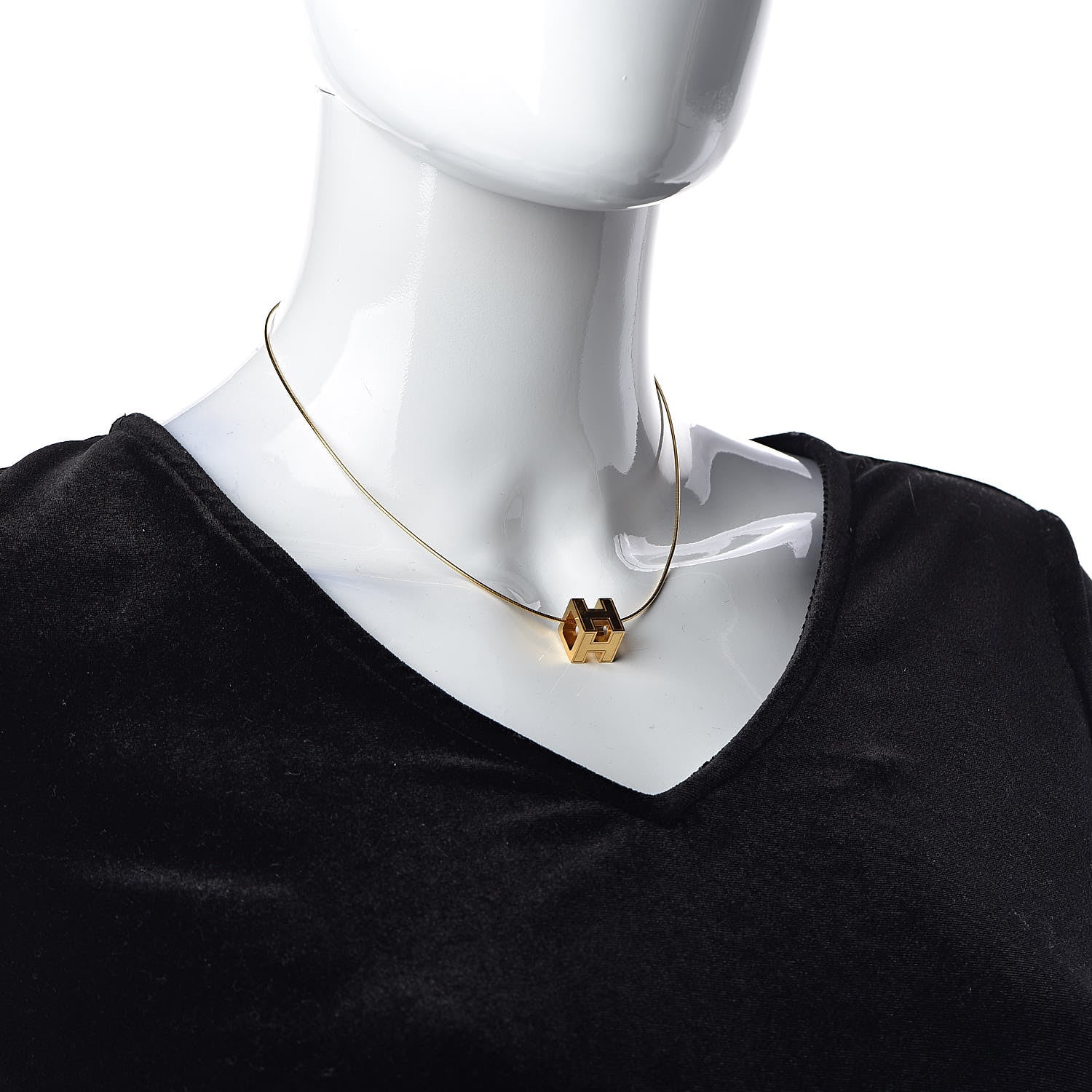 Hermes Gold Cage d'H Pendant Necklace 2 of 10