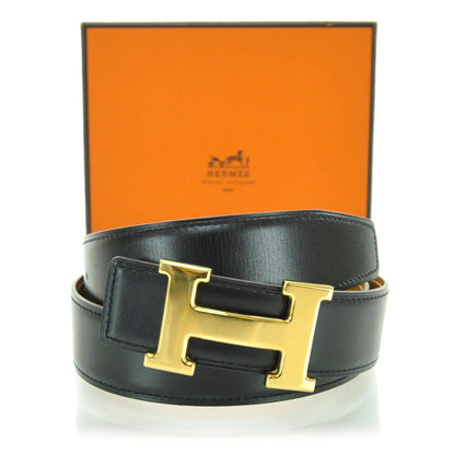 Hermes Box Epsom Leather Reversible H Belt 70 Noir Gold 5 of 5