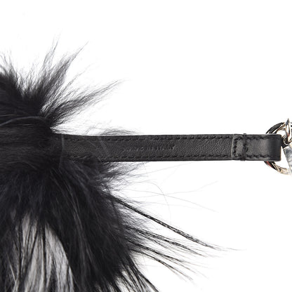 Fendi Goat Fox Fur Calfskin Studded Eye Monster Bag Bug Cube Charm Black 3 of 4