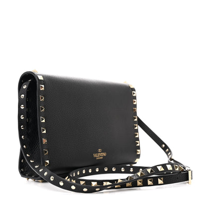 Valentino Garavani Pebbled Calfskin Medium Rockstud Flip Lock Crossbody Bag Black 3 of 9