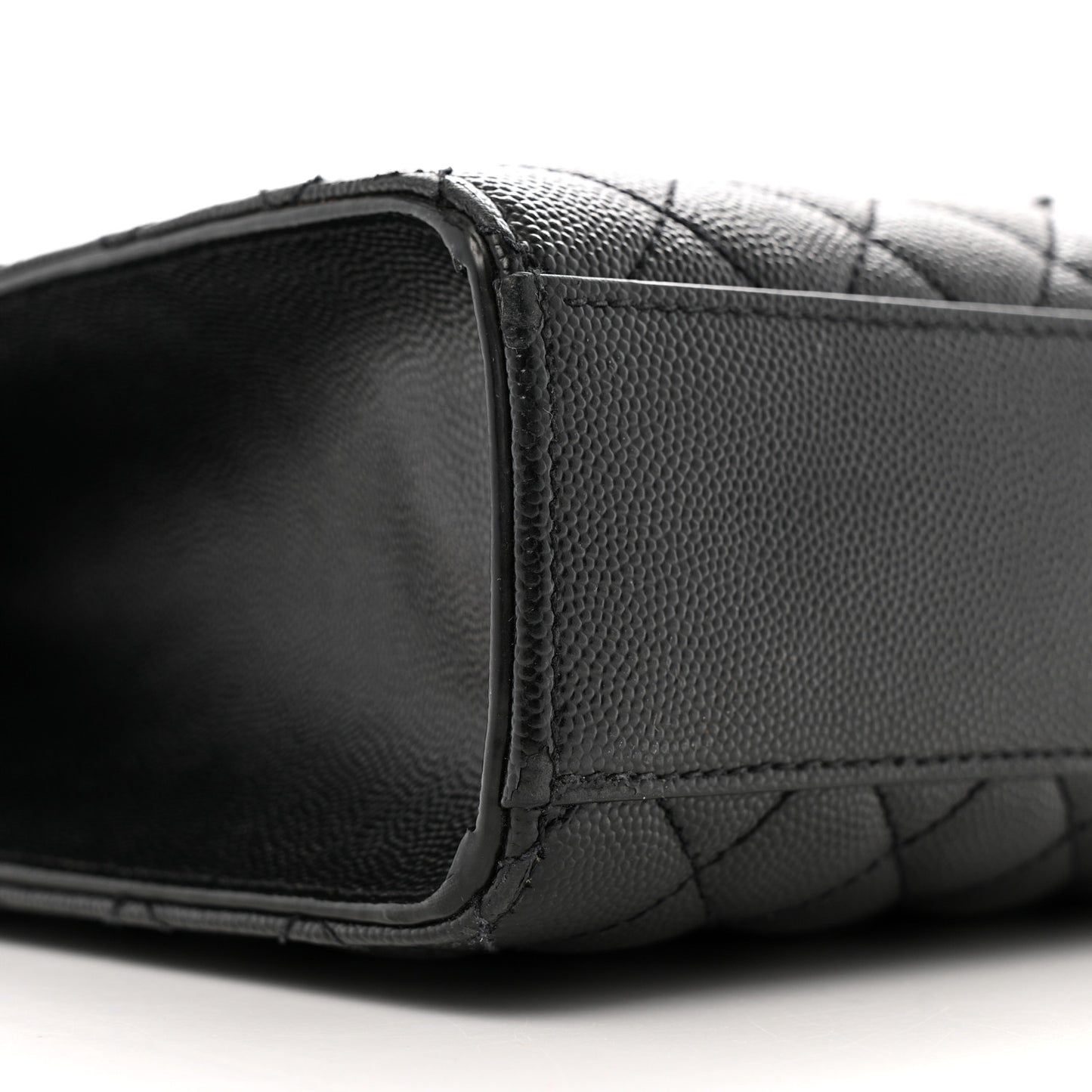 Grain De Poudre Textured Mixed Matelasse Large Triquilt Monogram Satchel Black